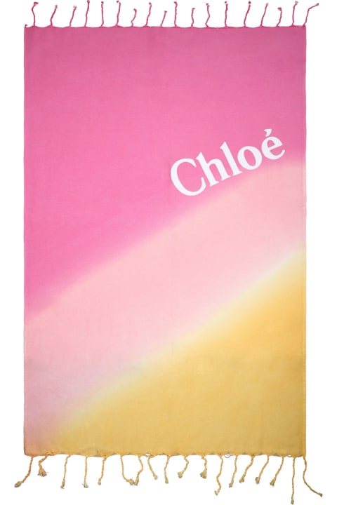 Chloé for Kids Chloé Pink Beach Towel For Girl With Logo
