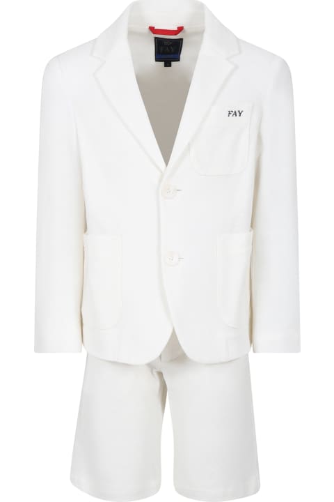 Fay for Kids Fay Ivory Suit For Boy With Logo