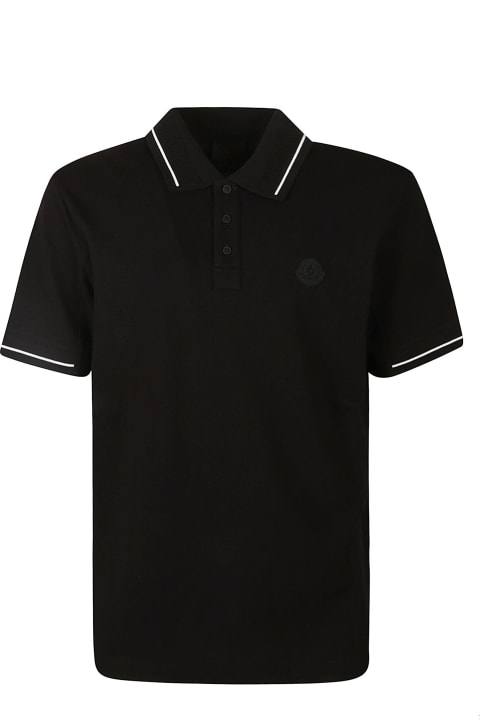 Moncler Topwear for Women Moncler Black Short-sleeved Polo With Embroidered Logo