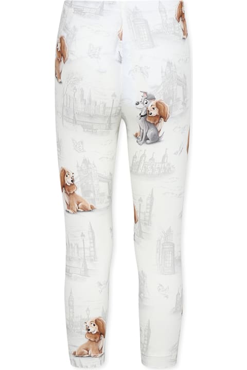 Monnalisa for Kids Monnalisa Ivory Leggings For Girl With Lady And The Tramp Print