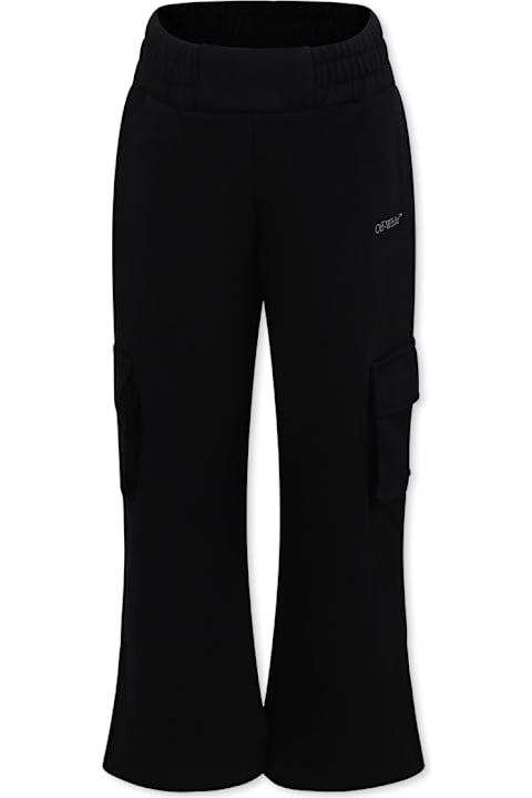 Off-White Bottoms for Girls Off-White Black Trousers For Girl With Logo