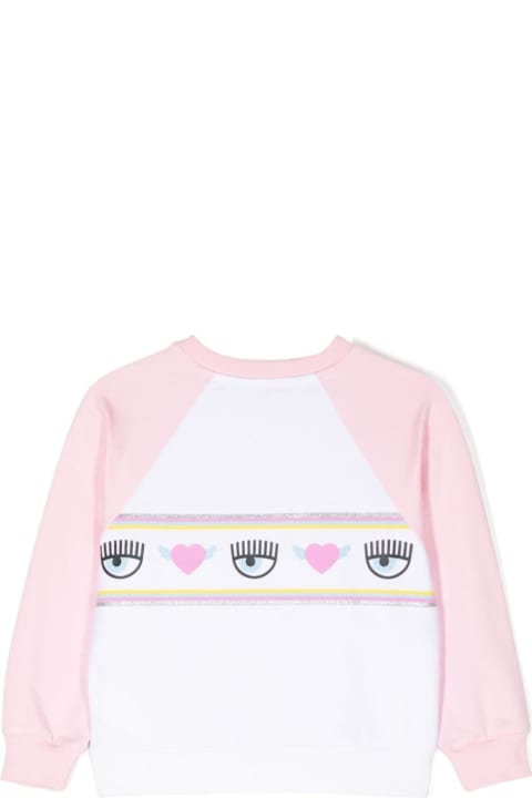 Chiara Ferragni for Kids Chiara Ferragni Pink And White Sweatshirt With Branded Band In Cotton Blend Girl
