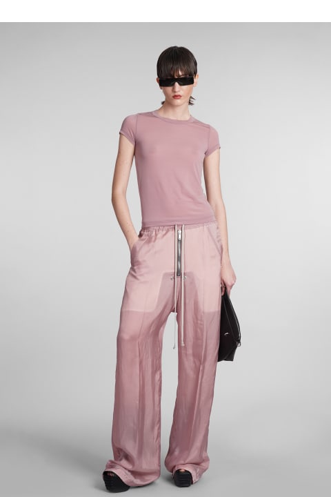 Topwear for Women Rick Owens Cropped Level T T-shirt In Rose-pink Polyamide Polyester