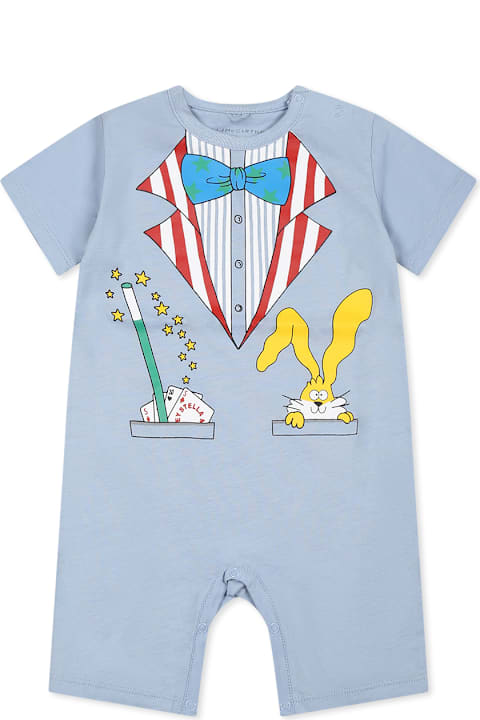 Homeware Stella McCartney Kids Light Blue Romper For Baby Boy With Print