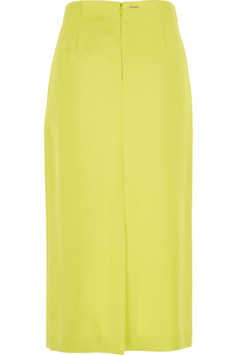 Homeware TwinSet Yellow Skirt With Rear Concealed Zip Closure And Logo Plaque On The Rear In Fabric Woman