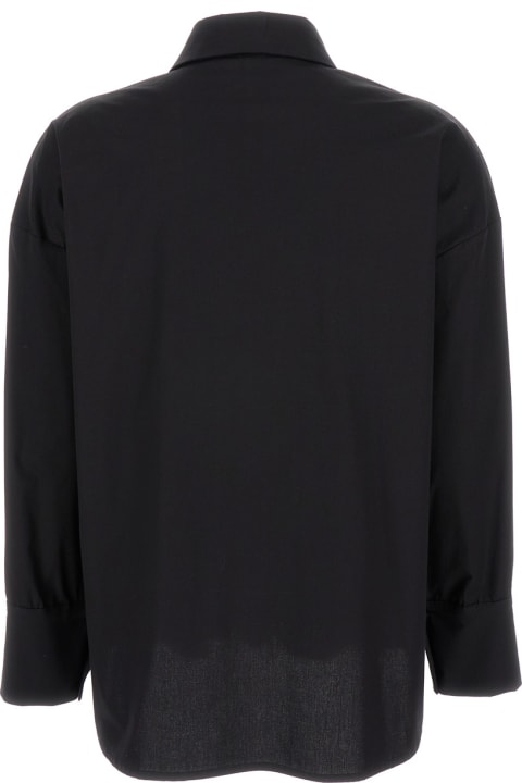 Federica Tosi Women Federica Tosi Black Long Sleeves Shirt In Cotton Blend Woman