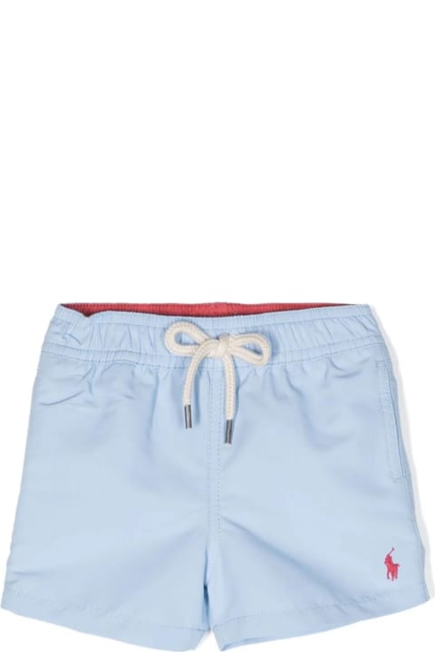 Fashion for Baby Boys Ralph Lauren Light Blue Swimwear With Red Pony