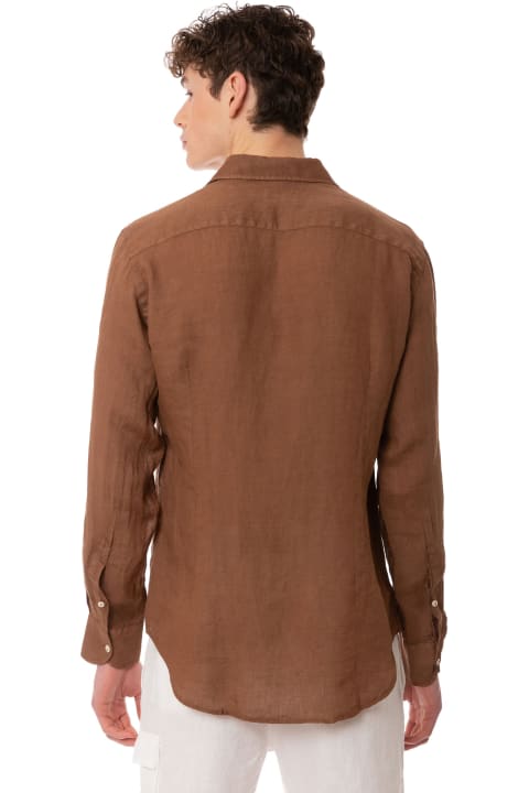 Homeware MC2 Saint Barth Man Brown Linen Pamplona Shirt