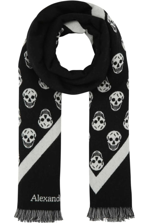 Scarves for Men Alexander McQueen Embroidered Wool Scarf