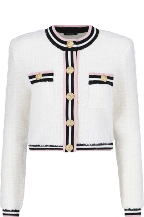 Balmain Clothing for Women Balmain Buttoned Rnd Collar Maze Monogram Jacket