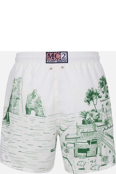 Homeware MC2 Saint Barth Man Mid-length Gustavia Swim-shorts With Capri Placed Print