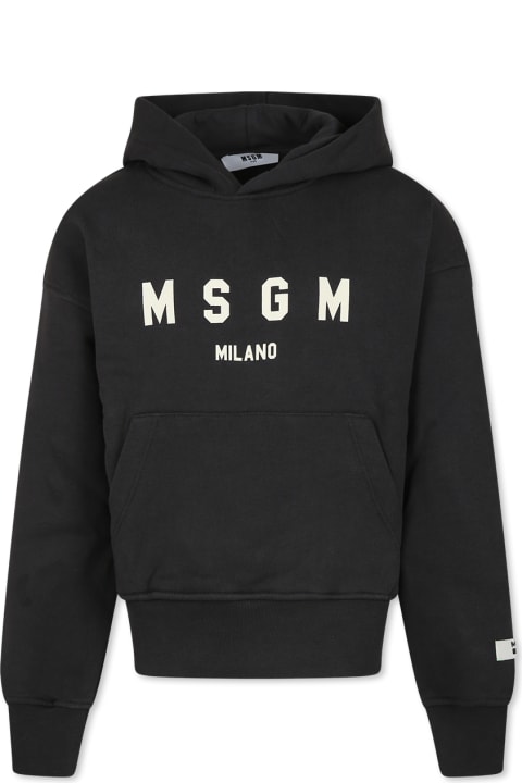 MSGM Sweaters & Sweatshirts for Boys MSGM Black Sweatshirt For Boy With Logo