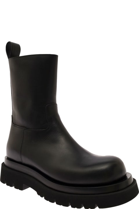 'new Lug' Black Chelsea Boot With Chunky Platform In Leather Man Bottega Veneta