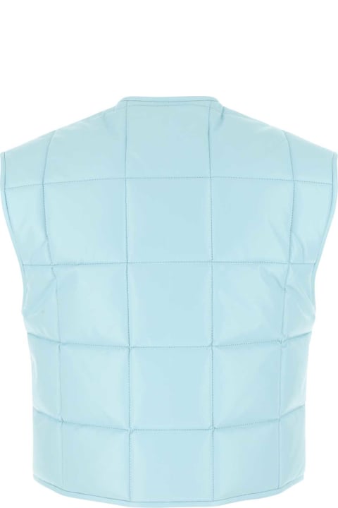 Bottega Veneta Coats & Jackets for Women Bottega Veneta Pastel Light-blue Nappa Leather Padded Vest