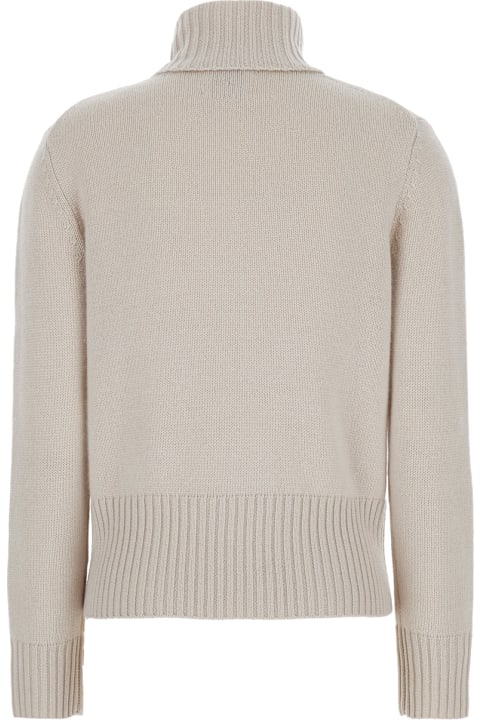 Allude Topwear for Women Allude Beige High Neck Sweater In Wool And Cashmere Woman