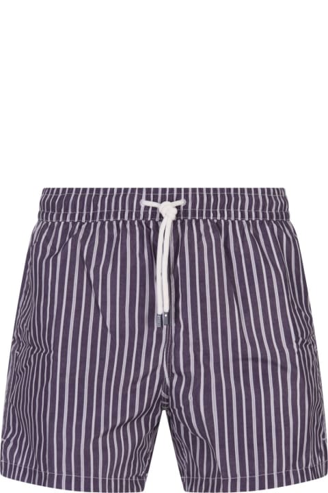 Fedeli for Men Fedeli Purple Striped Swim Shorts