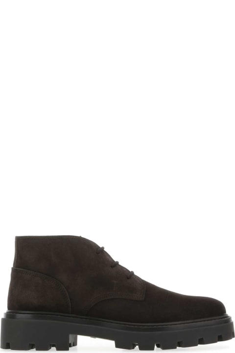 Boots for Men Tod's Dark Brown Suede Lace-up Shoes