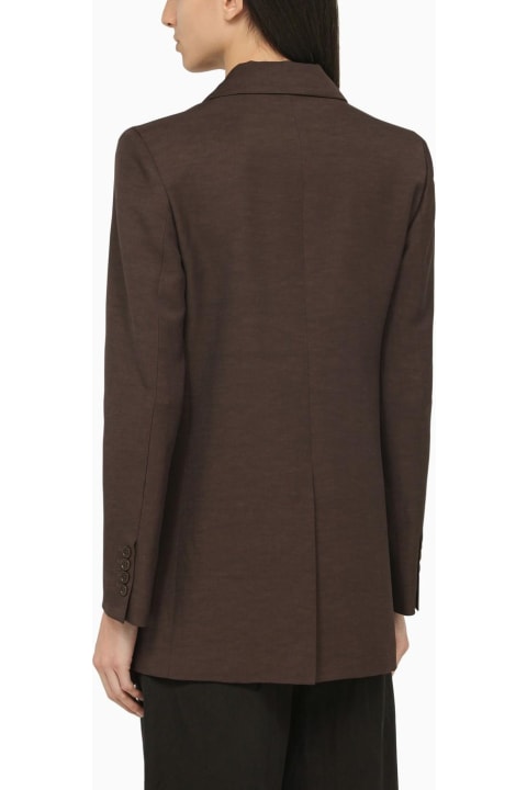 Parosh Coats & Jackets for Women Parosh Brown Single-breasted Linen Jacket