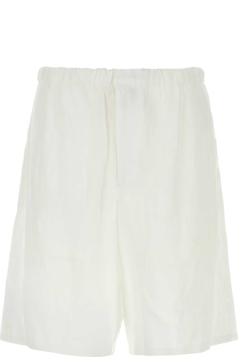 Prada for Men Prada White Linen Bermuda Shorts