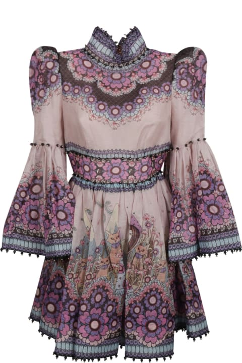 Zimmermann فساتين لـ السيدات Zimmermann Celestial Bell Sleeve Mini Dress