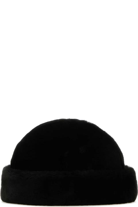 Hats for Men Prada Black Shearling Padded Hat