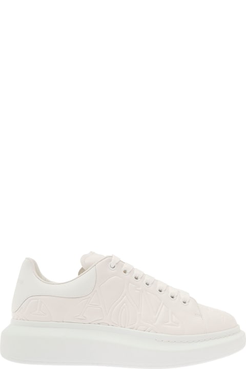Shoes for Men Alexander McQueen White Sneakers With Platform And Embossed Logo In Leather Man