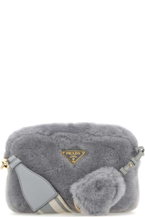 Prada for Women Prada Grey Shearling Crossbody Bag