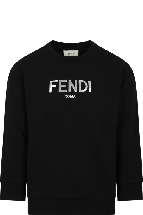 Fendi Kidsのセール Fendi Black Sweatshirt For Kids With Logo