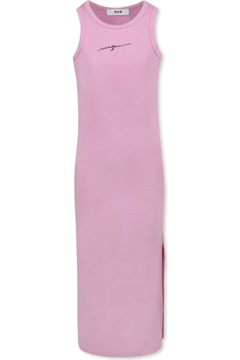 Homeware MSGM Pink Dress For Girl With Logo