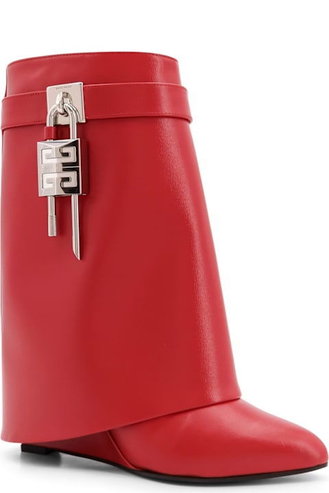 Givenchy Shoes for Women Givenchy Shark Lock Leather Ankle Boots With Covered Wedge Heels