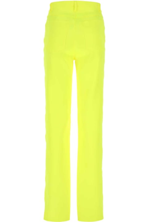 SportMax Pants & Shorts for Women SportMax Fluo Yellow Satin Egemone Pant