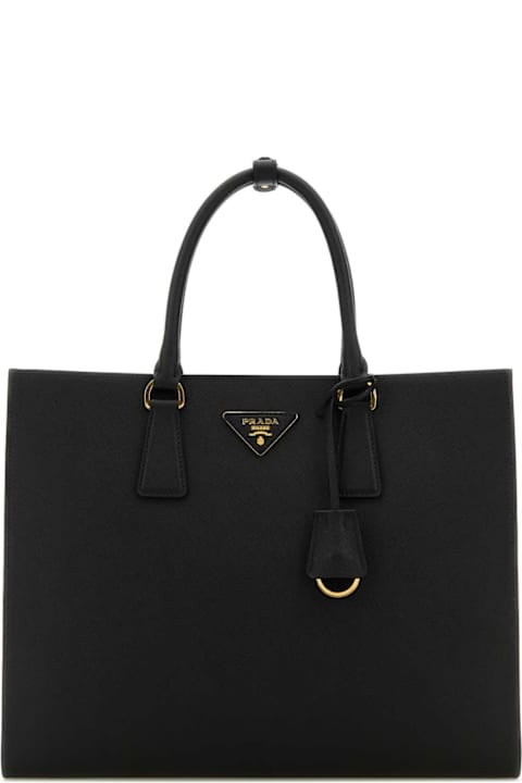 ウィメンズ バッグ Prada Black Leather Shopping Bag