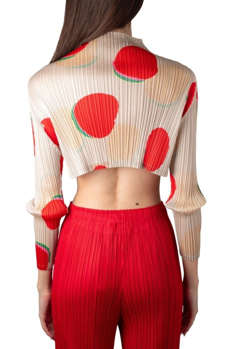 Topwear for Women Pleats Please Issey Miyake Bean Dots High-neck Pleated Cropped Top