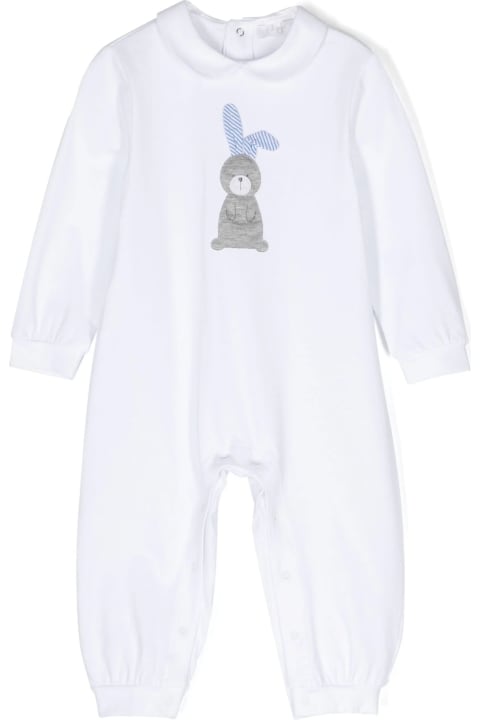 Fashion for Baby Boys Il Gufo White Stretch Jersey Playsuit With Rabbit Motif