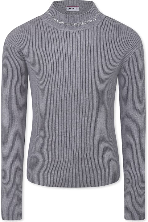 أدوات منزلية Pinko Grey Turtleneck For Girl With Logo