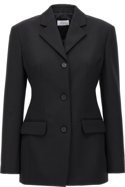 Coats & Jackets for Women Off-White Fitted Single-breasted Virgin Wool Blazer