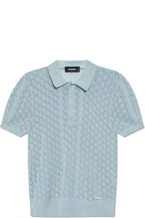 Dsquared2 for Men Dsquared2 Pointelle-knit Short Sleeved Polo Top