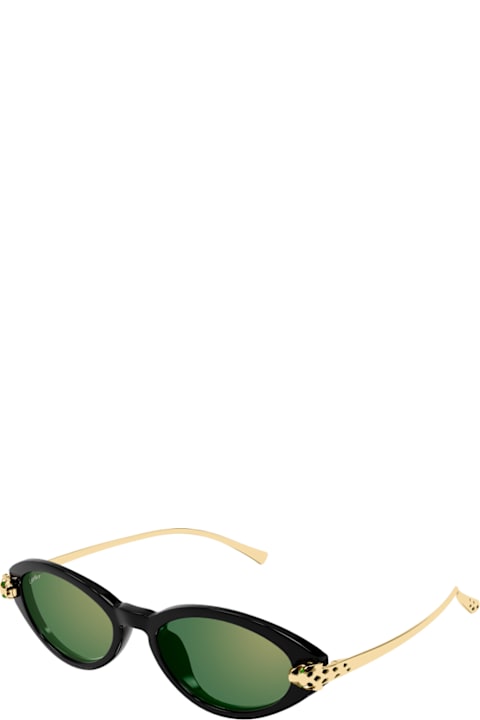 Cartier Eyewear for Kids Cartier Eyewear Cartier Ct0634s Panthère De Cartier 004 Black Gold Green Sunglasses