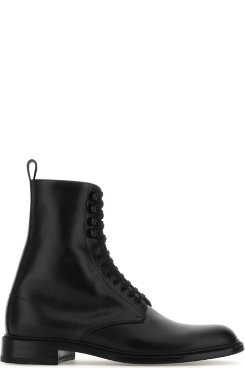 Fashion for Men Saint Laurent Black Leather Army Ankle Boots
