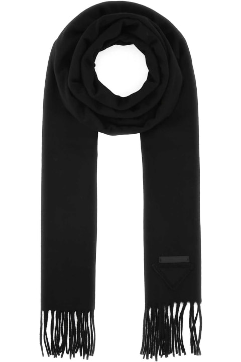 Scarves for Men Prada Black Cashmere Scarf