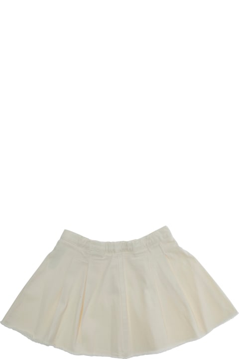 Il Gufo Bottoms for Girls Il Gufo White Skirt With Logo Patch On The Front And Pleated Details In Cotton Girl