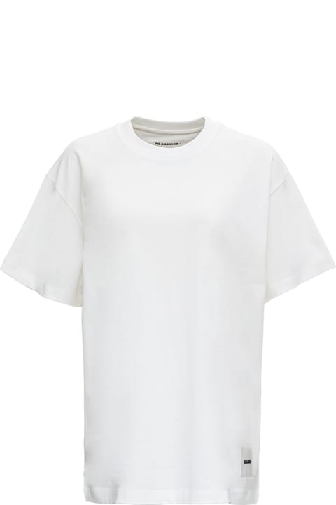 Jil Sander Topwear for Men Jil Sander White T-shirt Three-pack In Cotton With Logo Patch At The Bottom Man