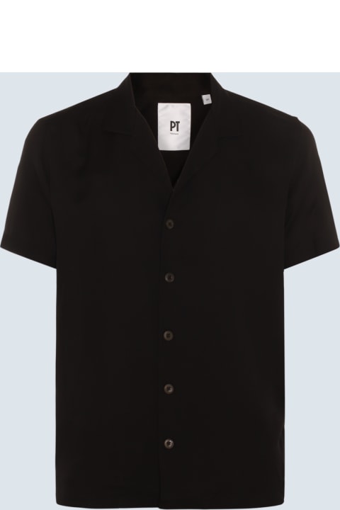 PT Torino Clothing for Men PT Torino Black Linen Shirt