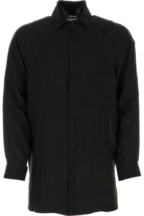 メンズ Yohji Yamamotoのシャツ Yohji Yamamoto Black Cellulose Shirt