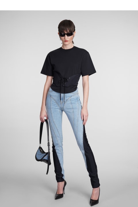 Topwear for Women Mugler T-shirt In Black Cotton