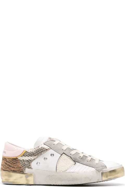 Fashion for Women Philippe Model Prsx Low Sneakers - White, Animalier And Gold