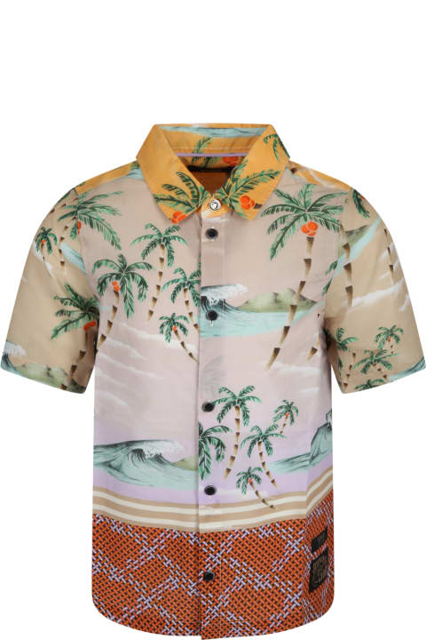 Multicolor Shirt For Boy With Hawaiian Print