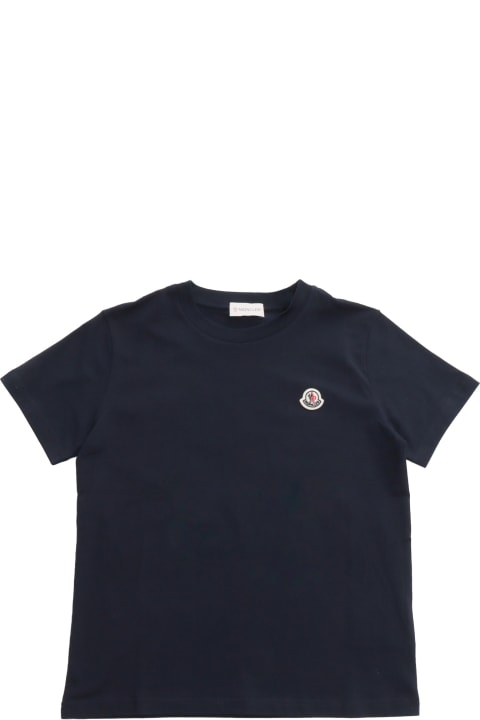 Moncler for Kids Moncler Blue T-shirt With Logo