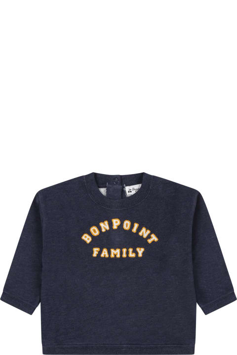 Topwear for Baby Girls Bonpoint Blue Sweatshirt For Baby Kids With Logo