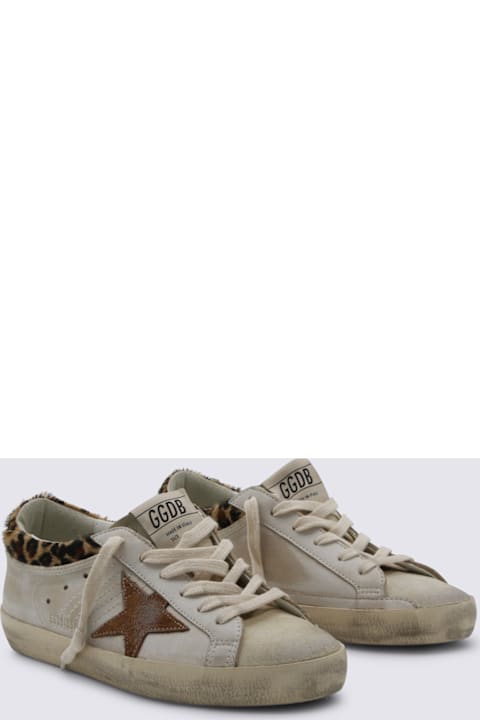 Golden Goose Beige And Leopard Leather Superstar Sneakers